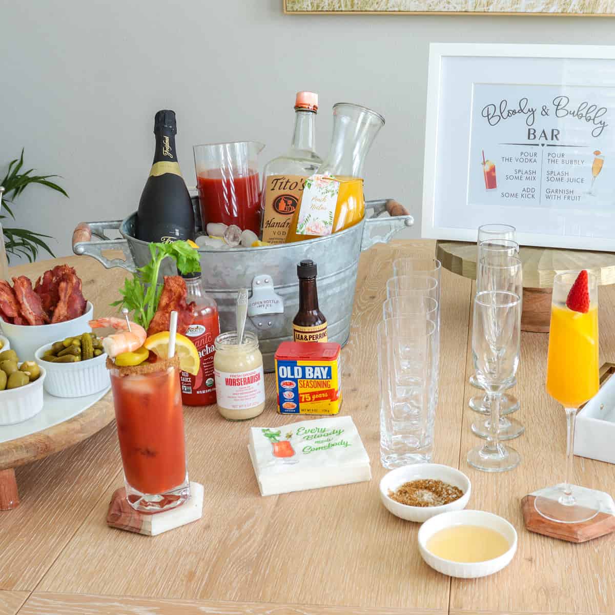 tips and checklist for setting up a mimosa bar - Adoring Kitchen