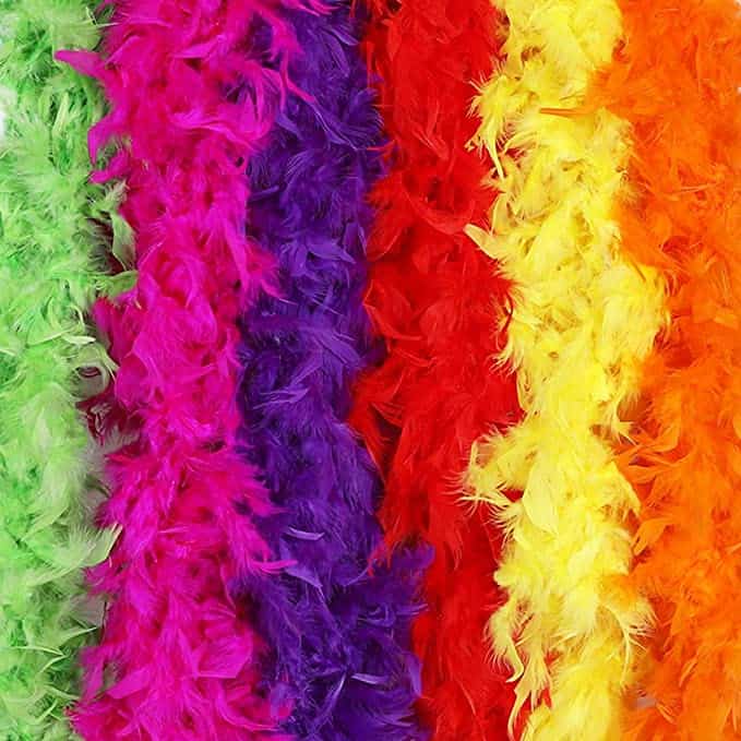 Colorful feather boas.