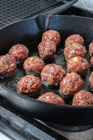 Golden brown meatballs.