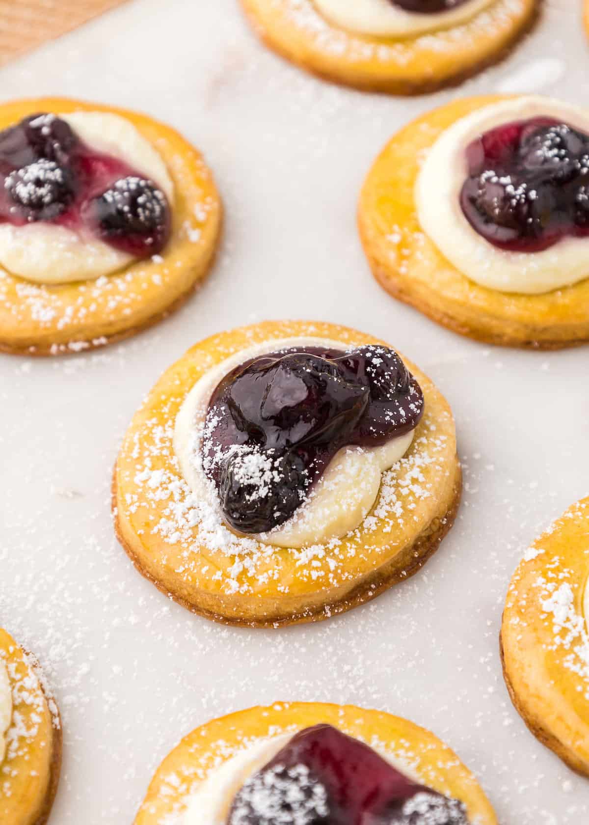 Crescent roll danish on plate.