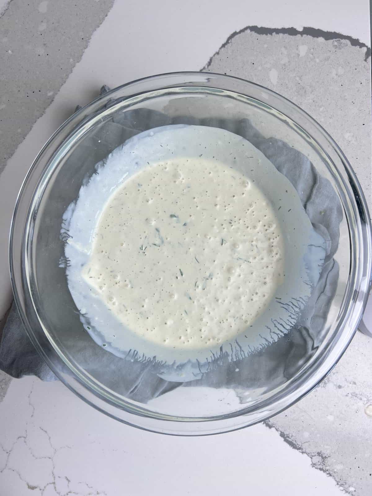 Bowl of ranch dressing mixed together.