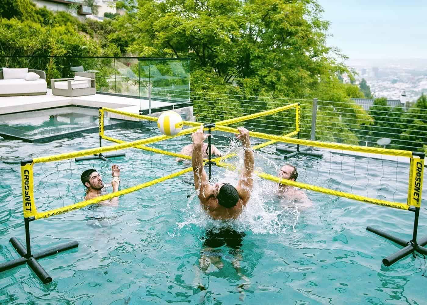 Pool volleyball nets.