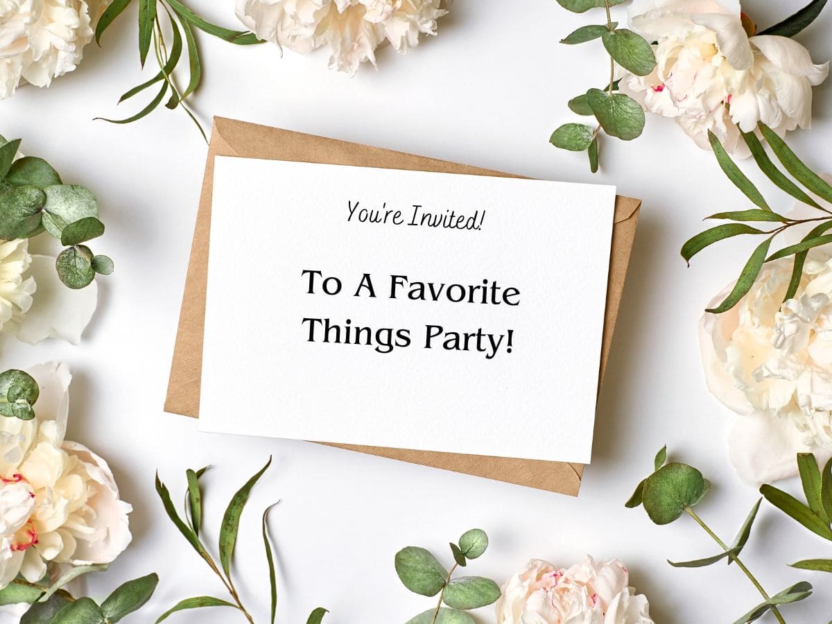 Invitation for a favorite things party.