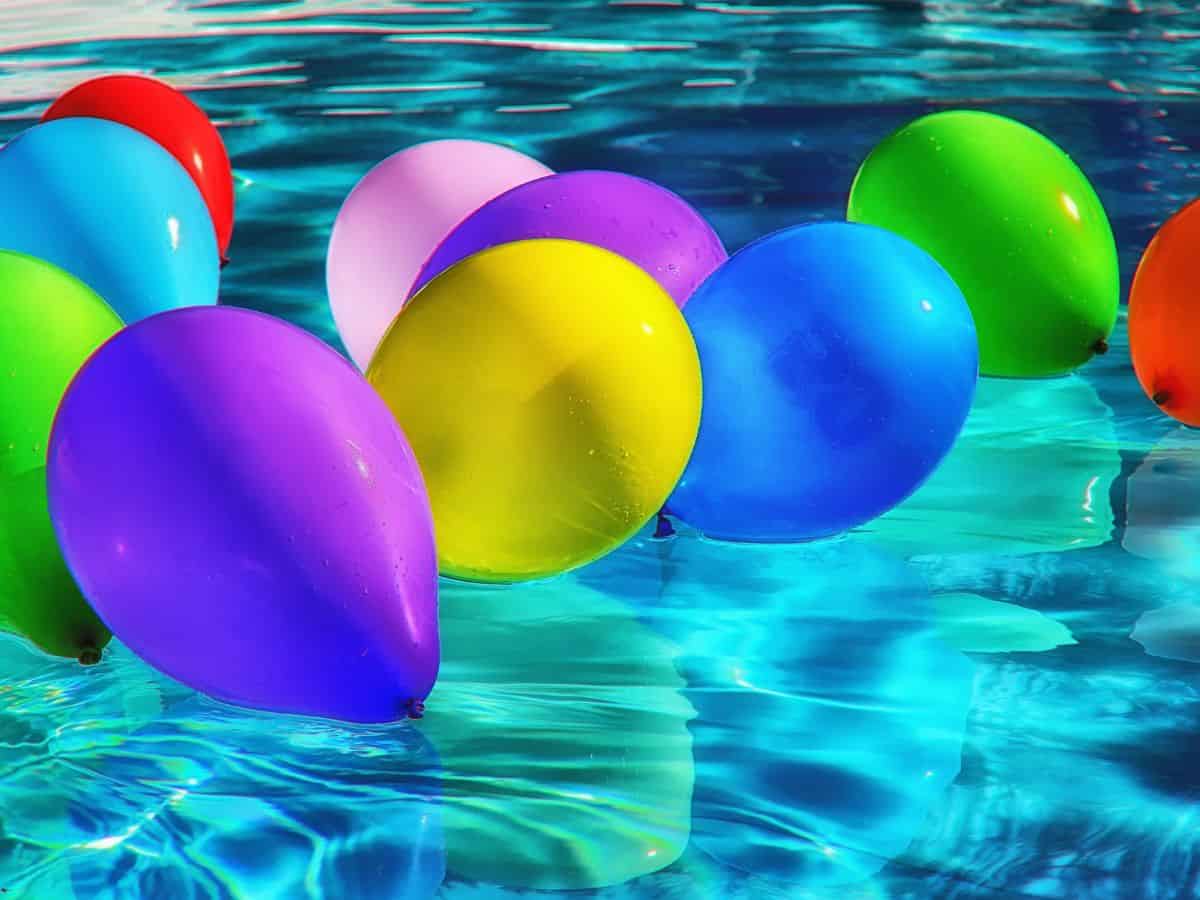 Balloons in a pool.