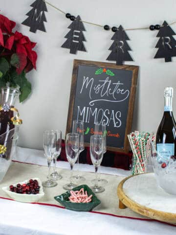 Christmas mimosa bar table.
