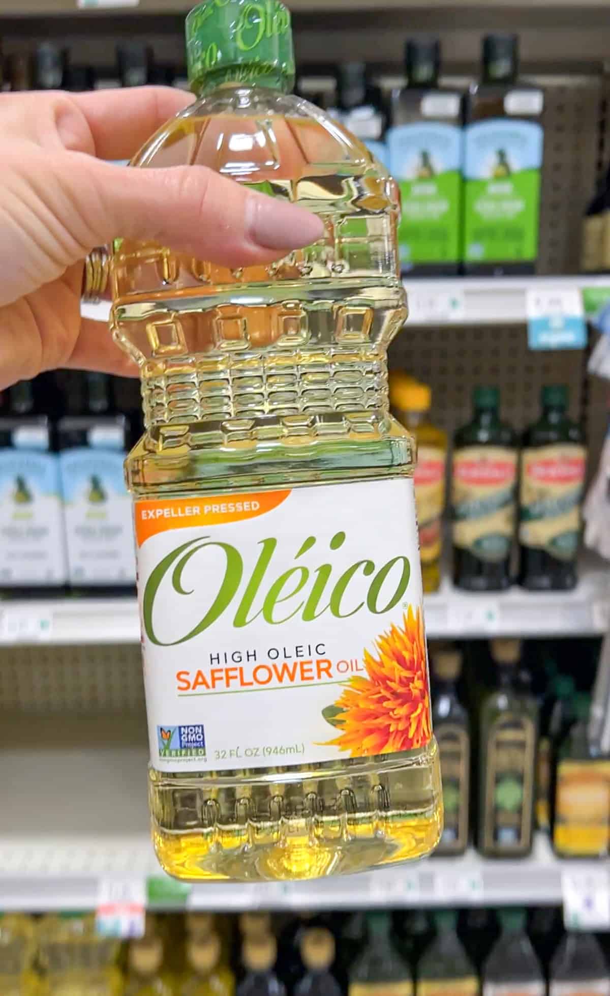 Oleico high oleic safflower oil in store.