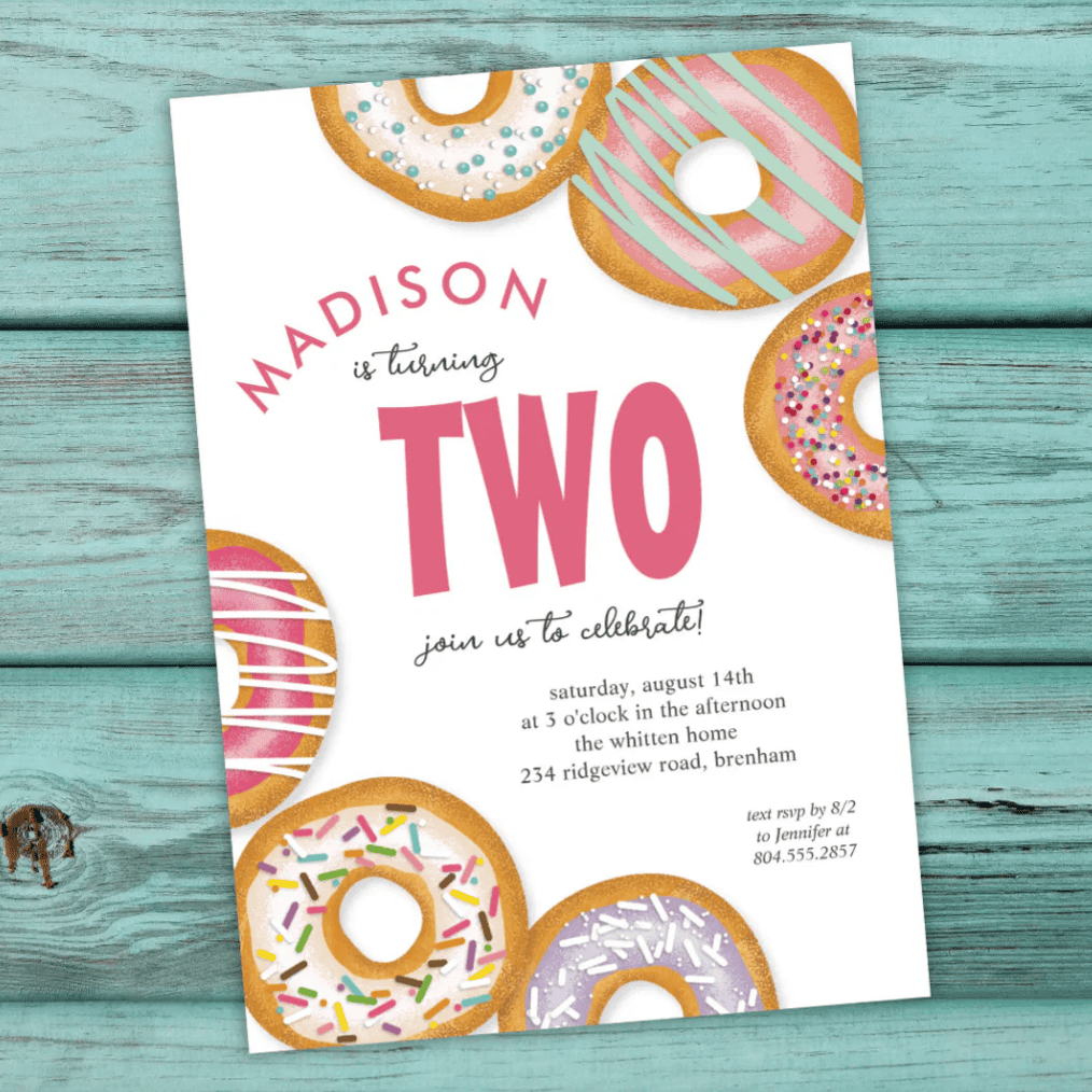 Donut birthday party invites.