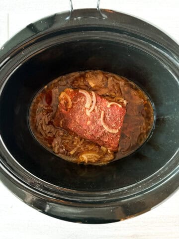 Ingredients in slow cooker.