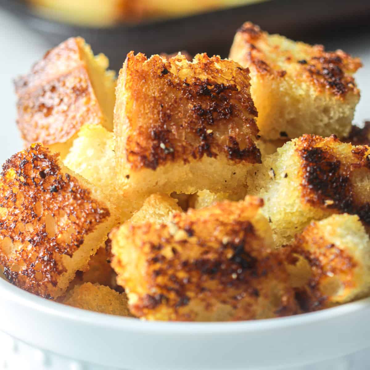 Sourdough croutons homemade.