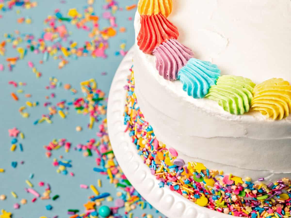Birthday cake with sprinkles.