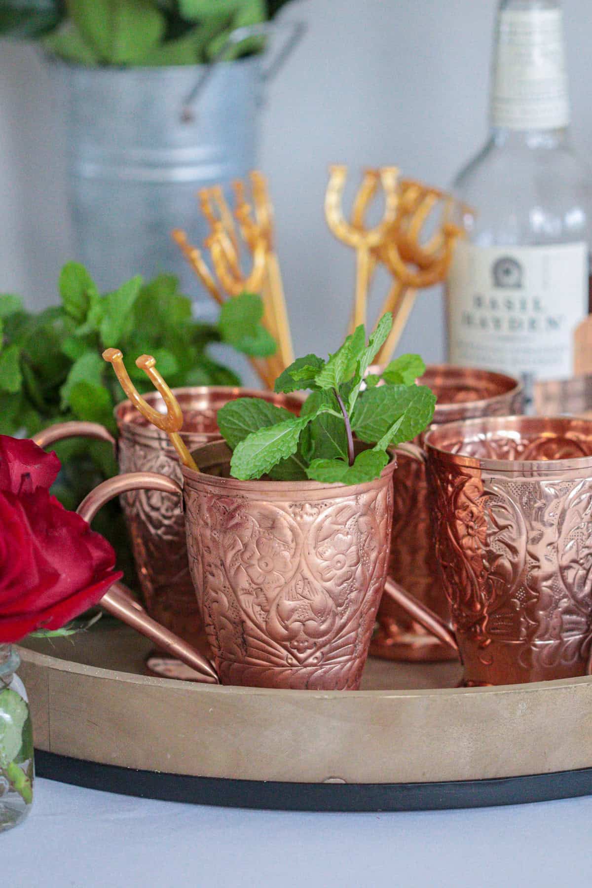 Copper mugs for mint julep.