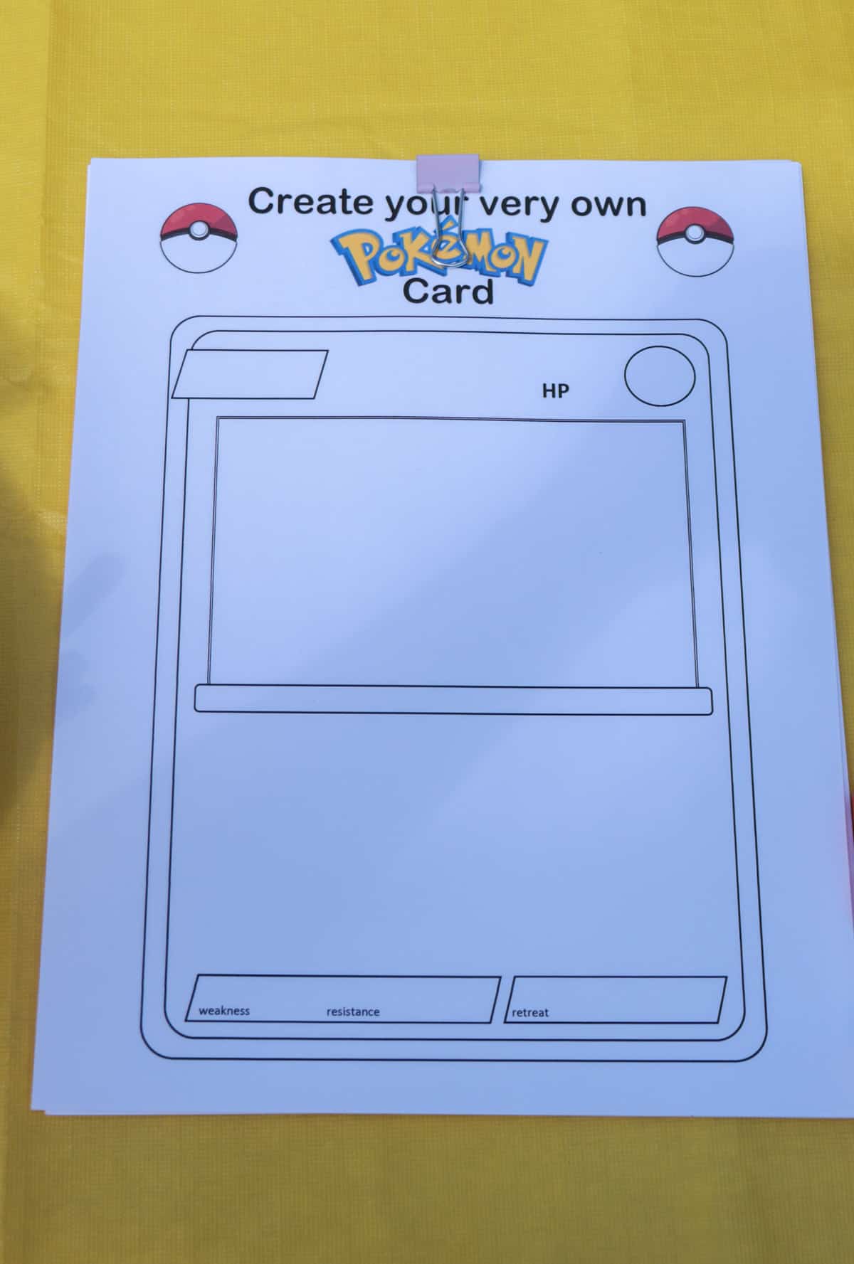 Pokemon party card printout.