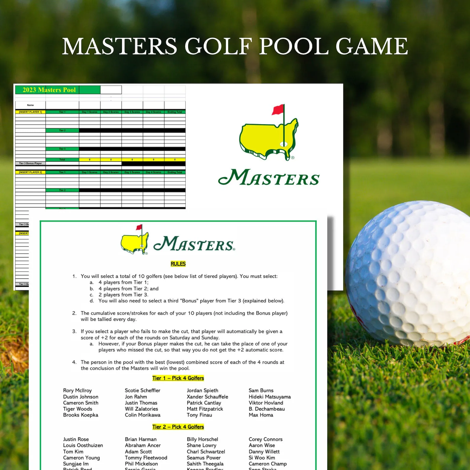 Masters golf pool game PDF.