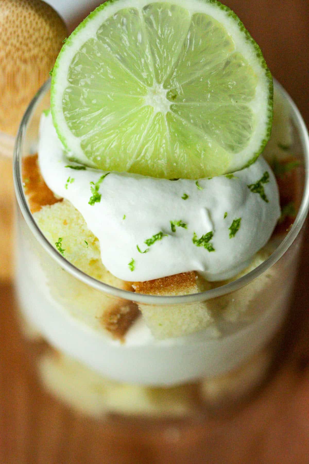 Close up of lime whipped cream.
