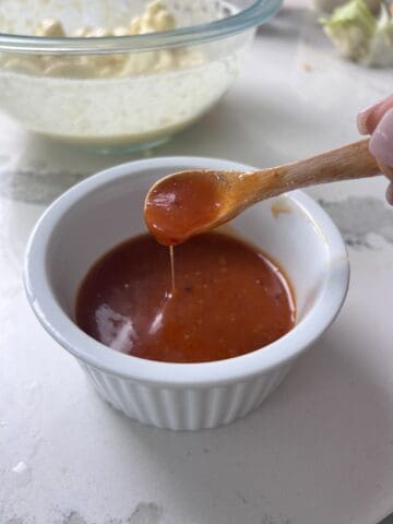Chili sauce in a small bowl.