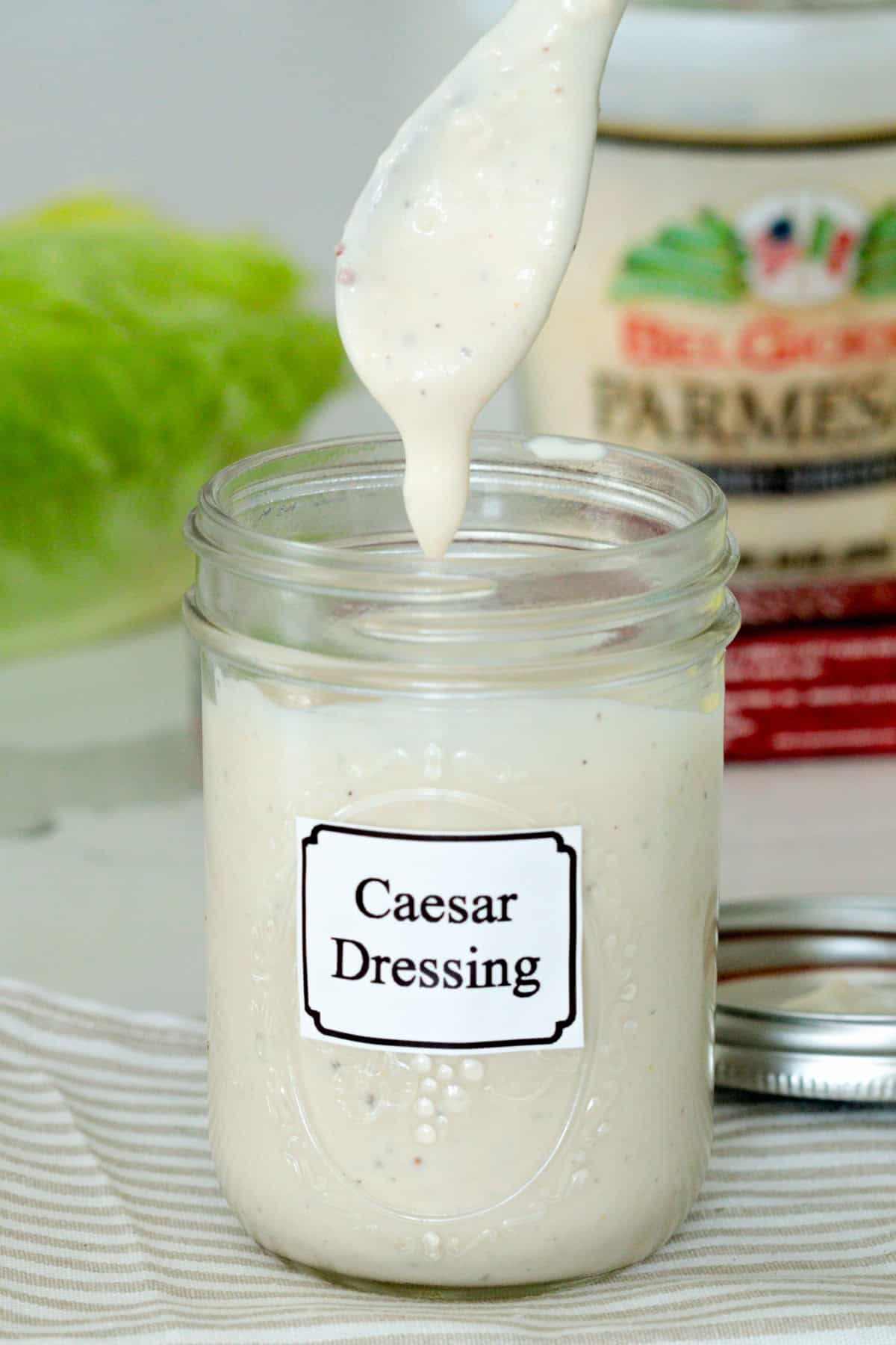 Caesar salad dressing in a bottle.