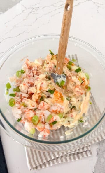Sushi filling mixed in a bowl.