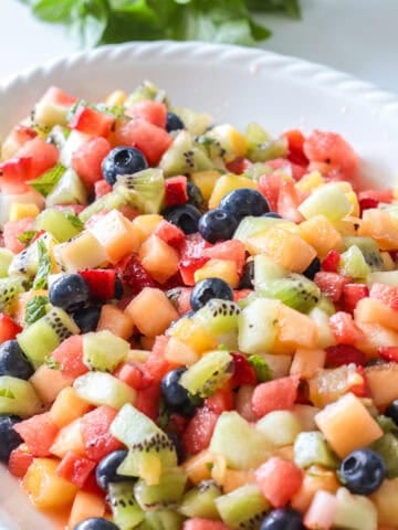 Honey lime dressing fruit salad.