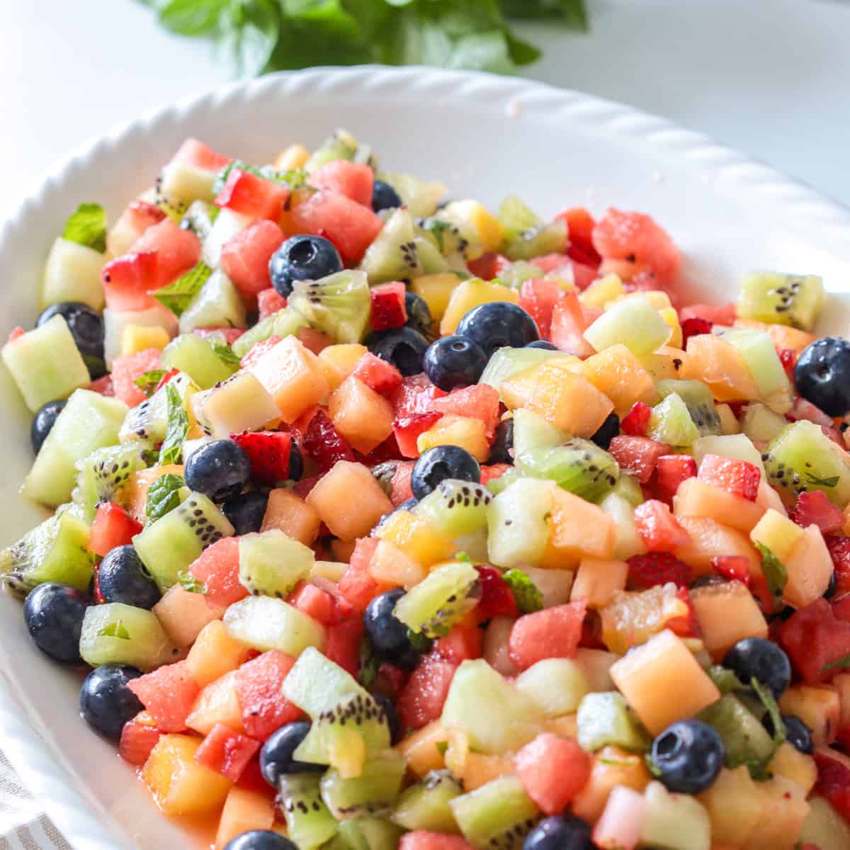 Honey lime dressing fruit salad.