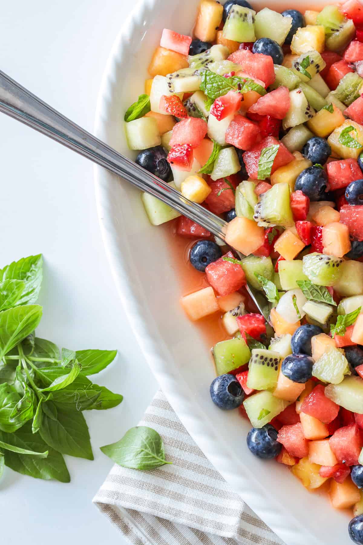 Fruit salad on a plate.