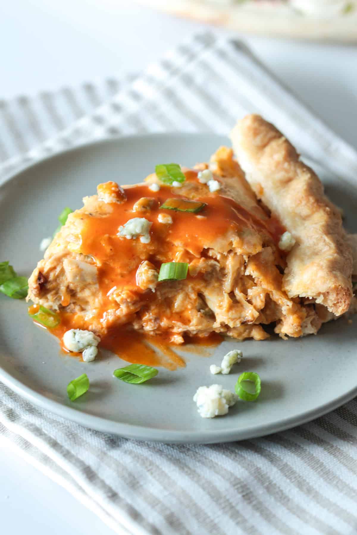 Buffalo chicken pie on plate.