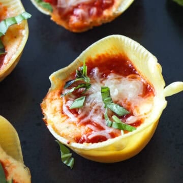 Stuffed shells on a plate.