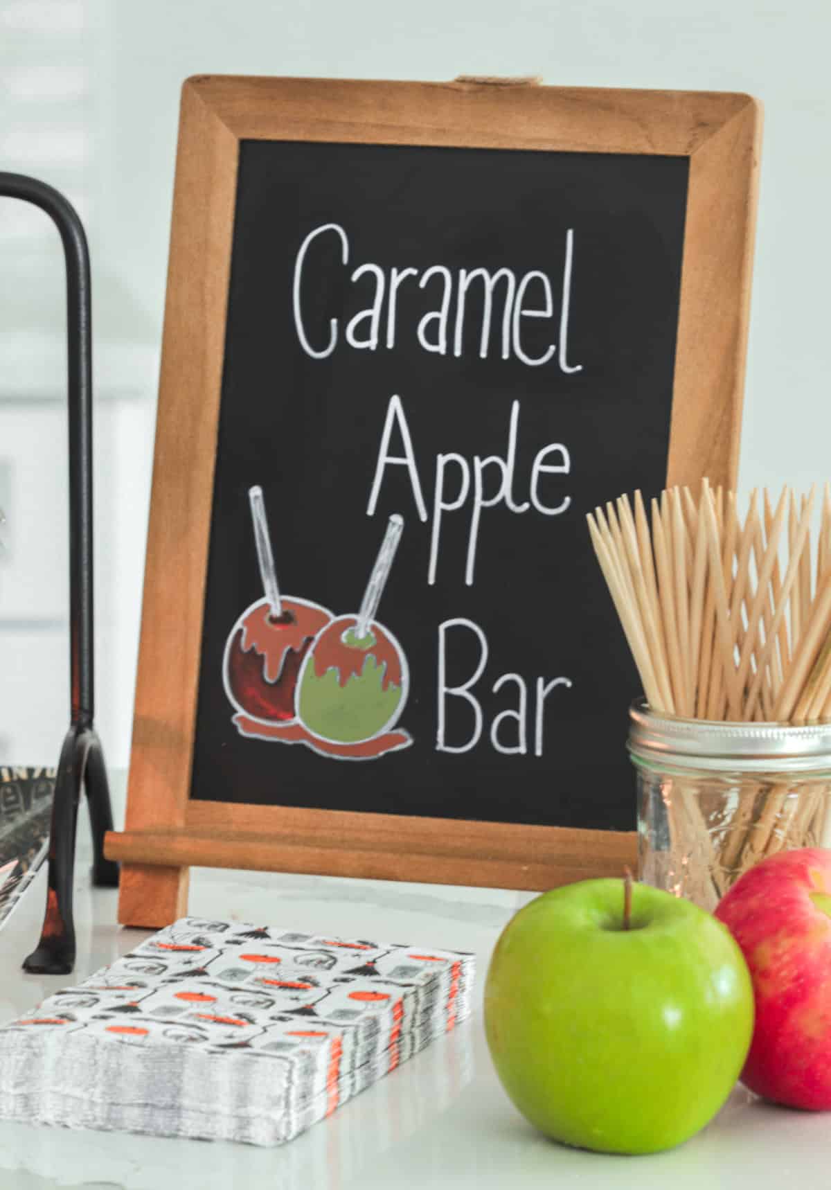 Caramel apple bar sign.