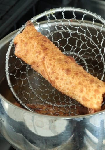 Fried buffalo chicken egg roll.