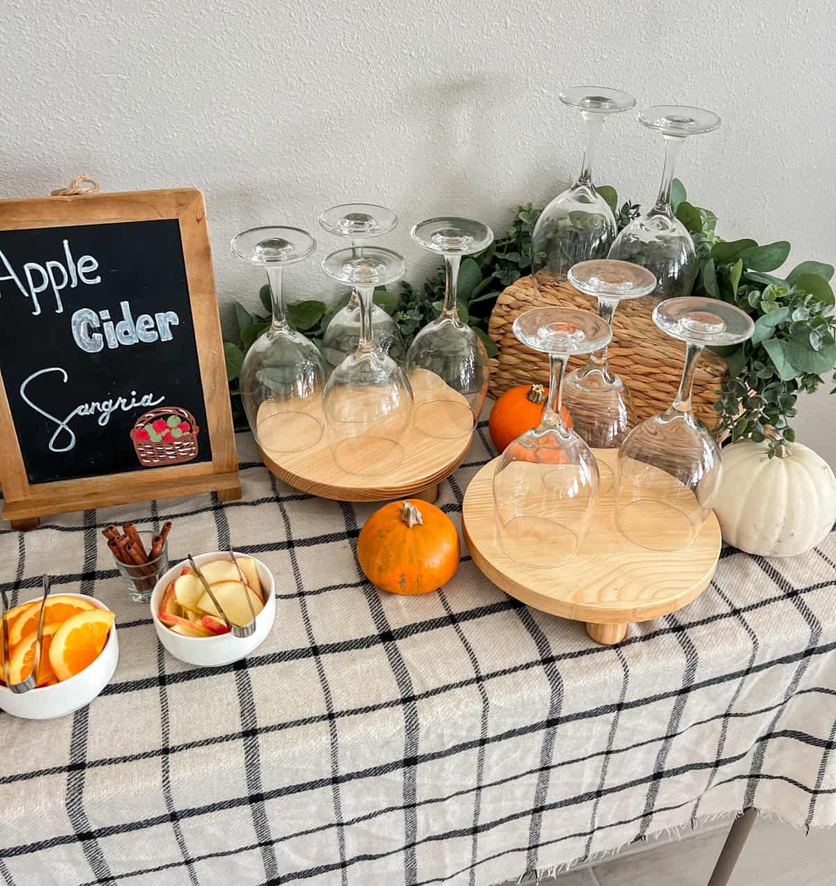 Apple cider bar table for Thanksgiving.