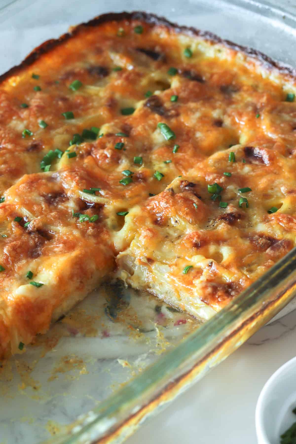 Cheesy cheddar scalloped potatoes.