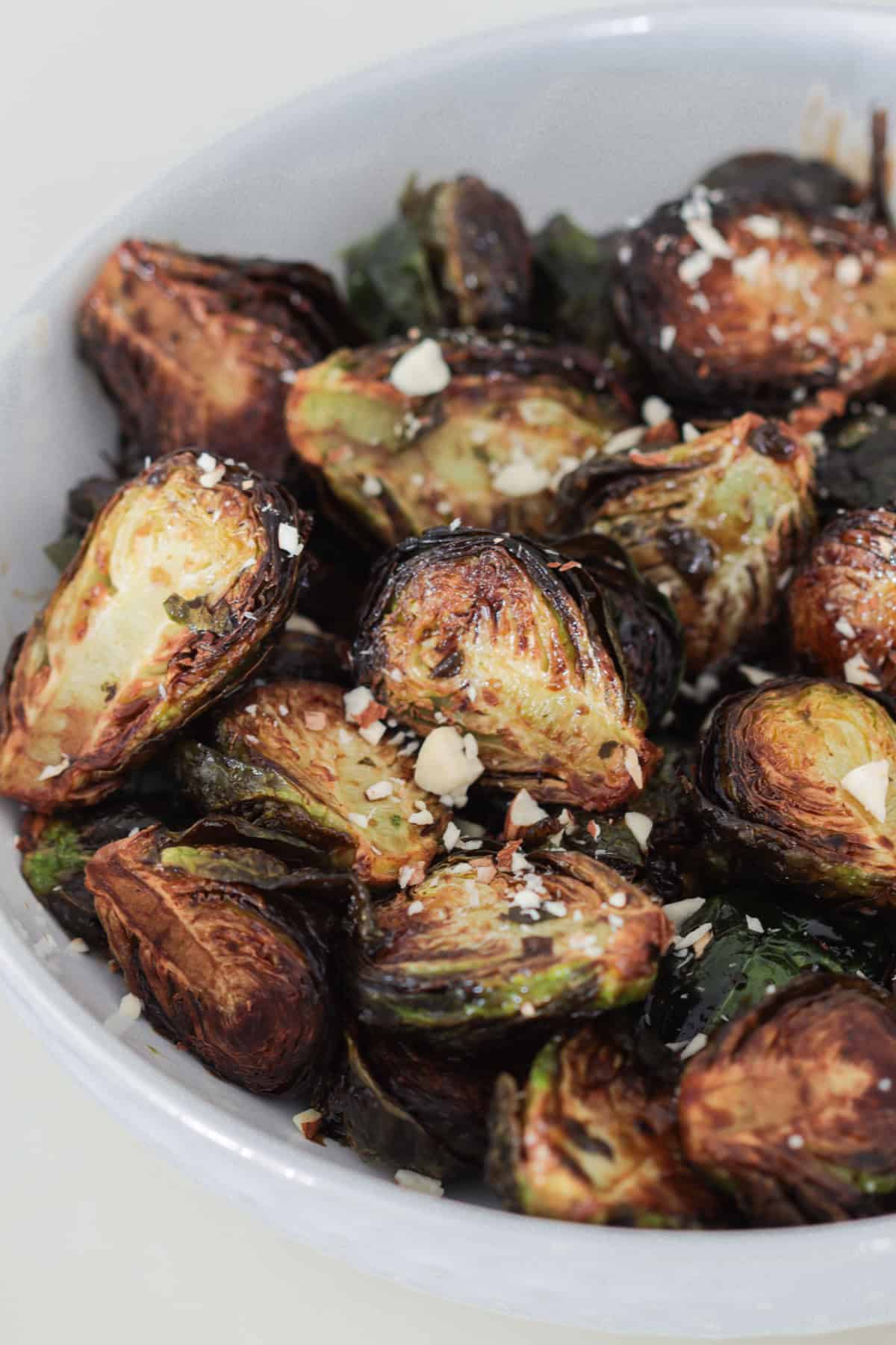 Crispy brussels sprouts with parmesan cheese.