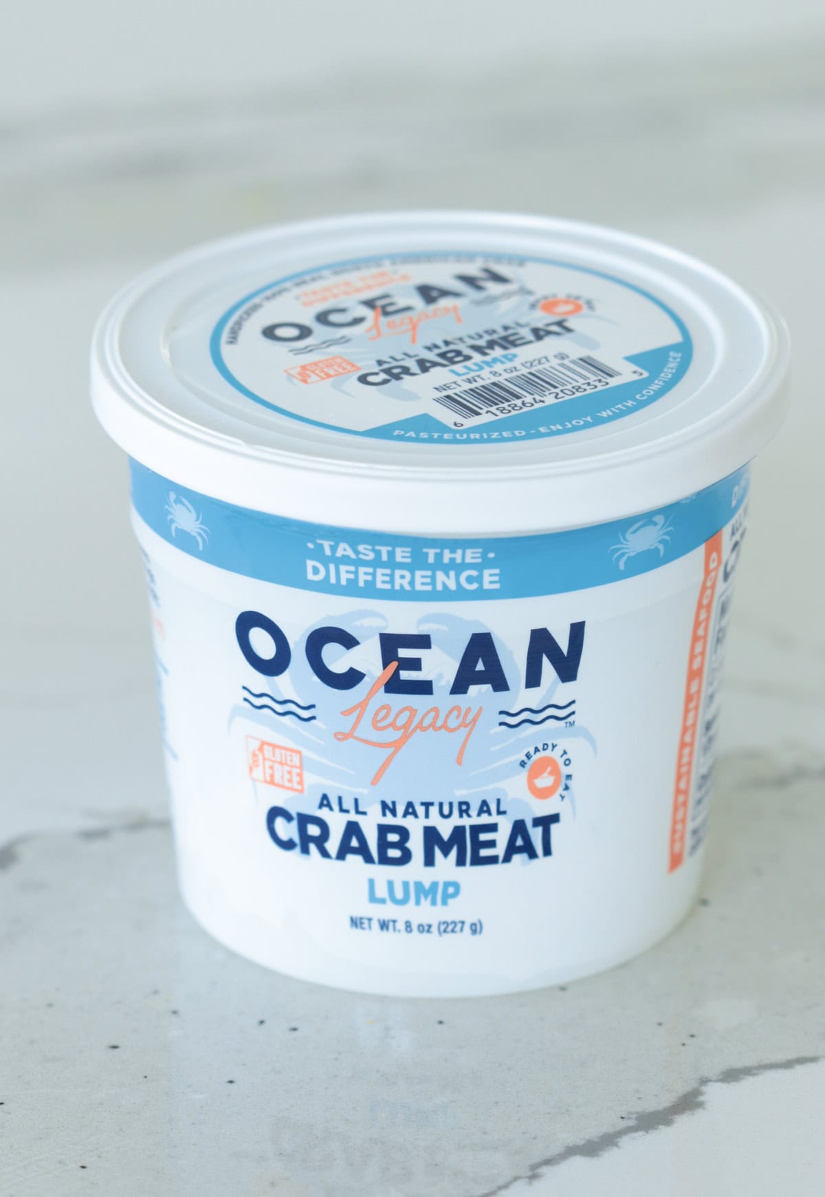 Container of lump crab meat.