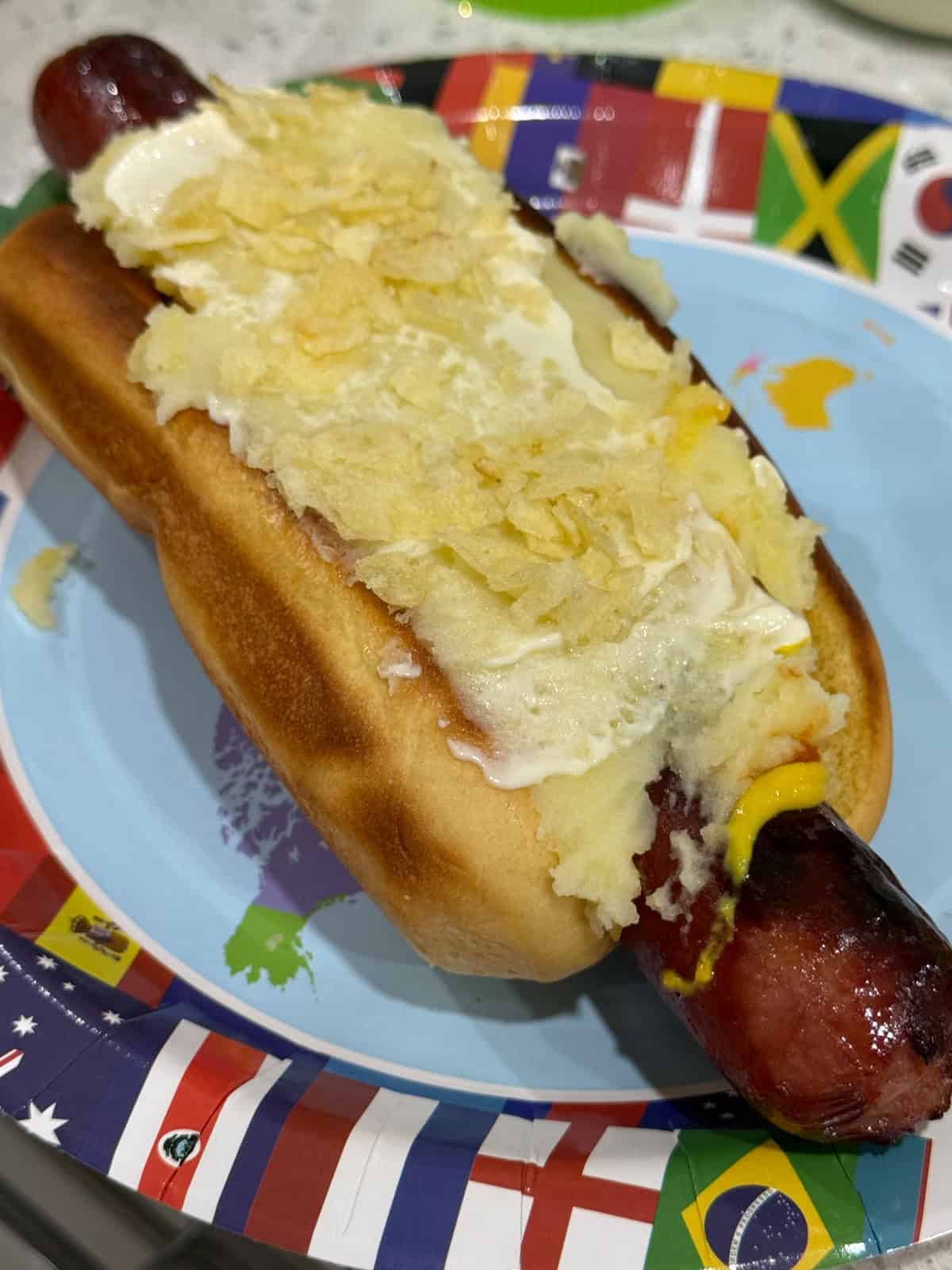 Grilled hot dogs cooked until lightly charred for Brazilian hot dogs