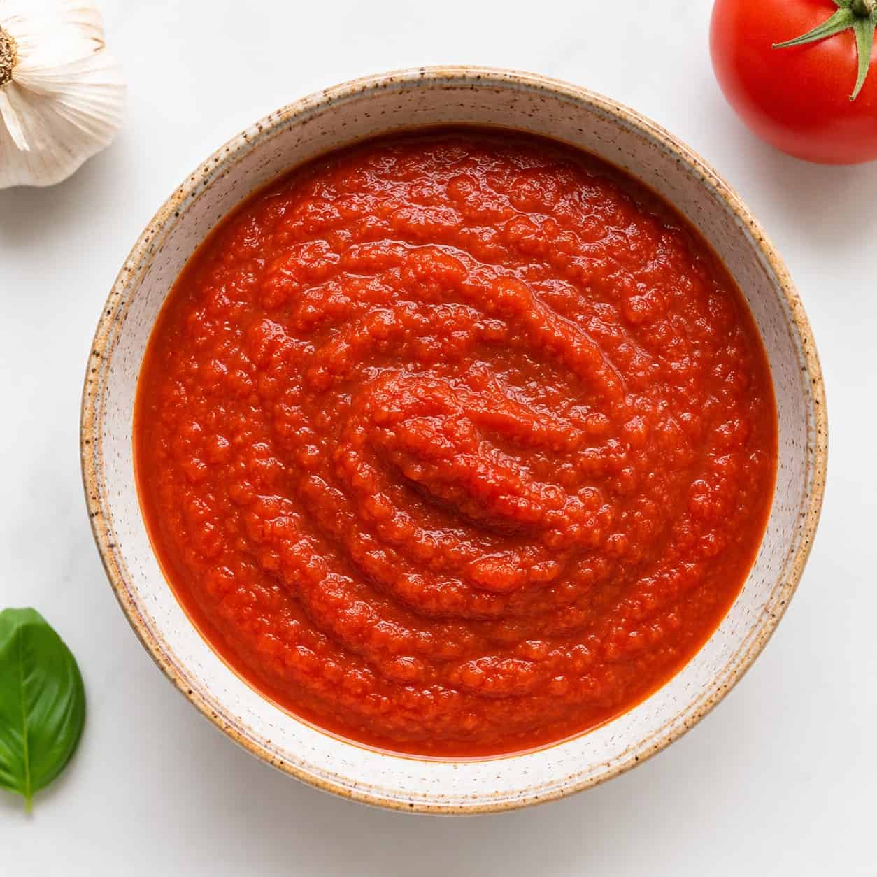 Crispy zucchini fries dipped into homemade Italian marinara sauce served in a rustic ceramic bowl.